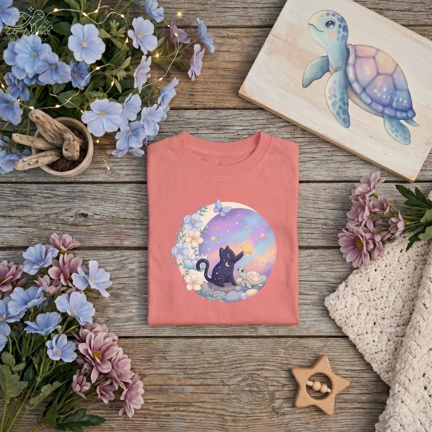 Starlight Wishes Celestial Cat & Turtle - Infant Fine Jersey Tee