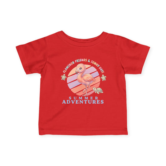 Summer Adventures Flamingo & Turtle - Infant Fine Jersey Tee