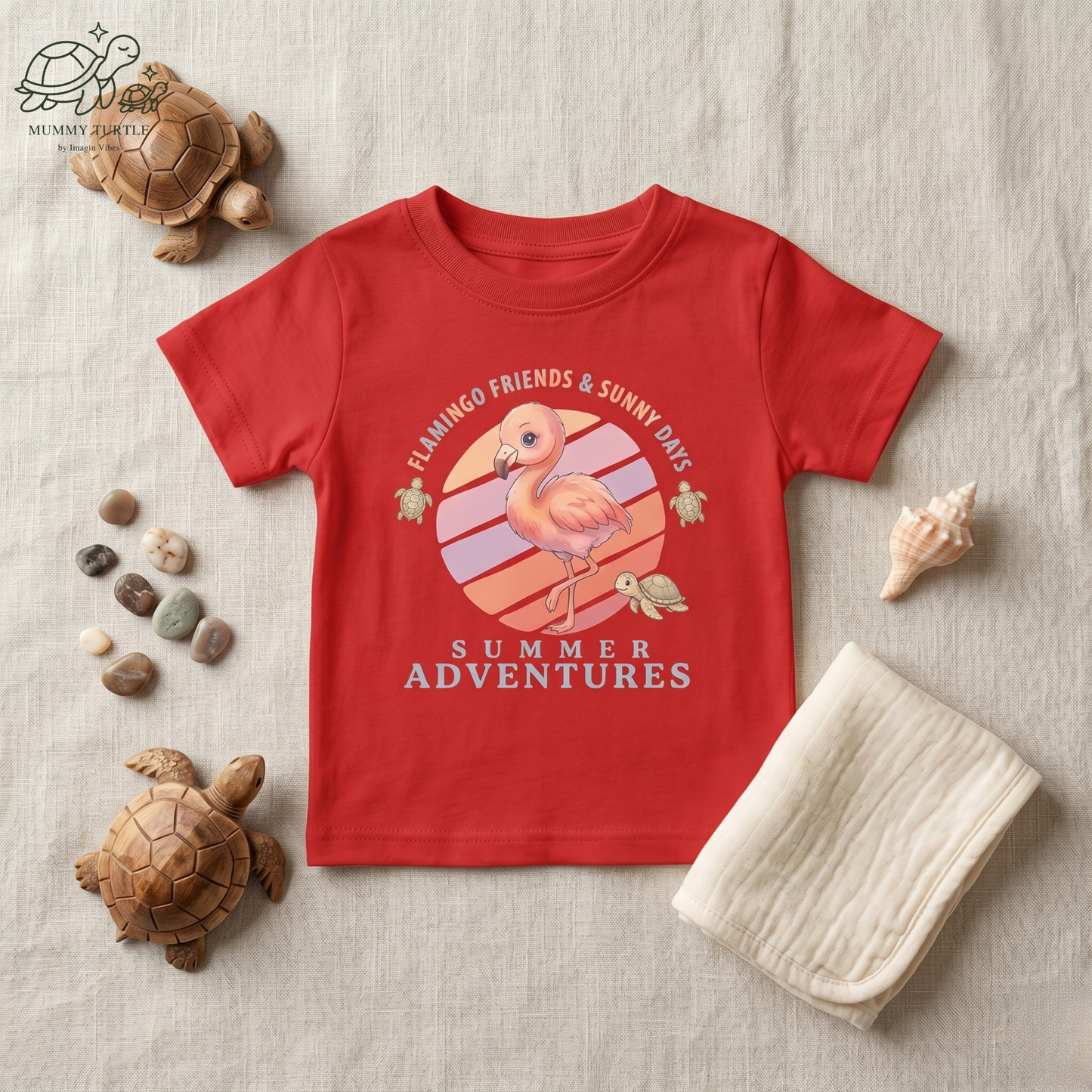 Summer Adventures Flamingo & Turtle - Infant Fine Jersey Tee