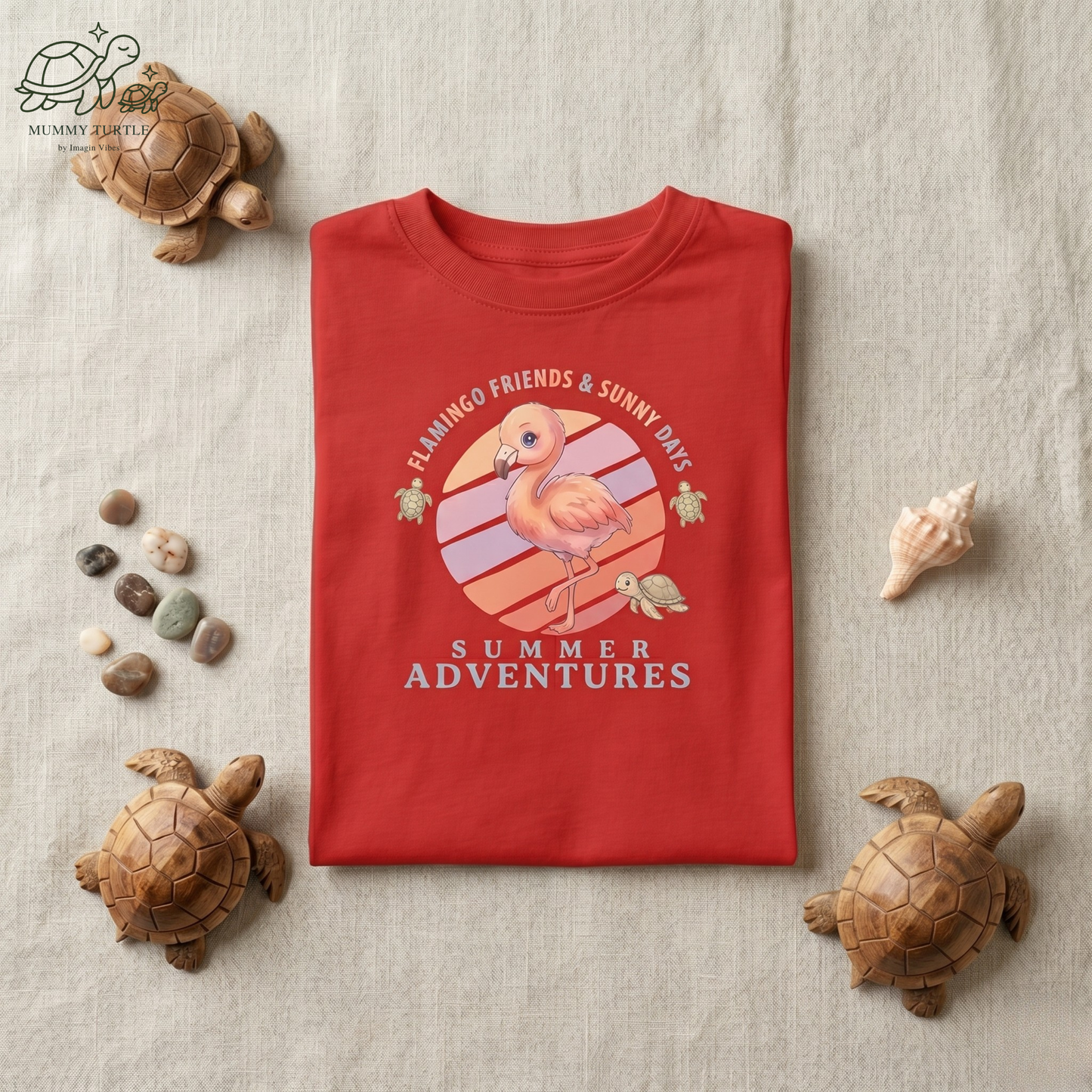 Summer Adventures Flamingo & Turtle - Infant Fine Jersey Tee