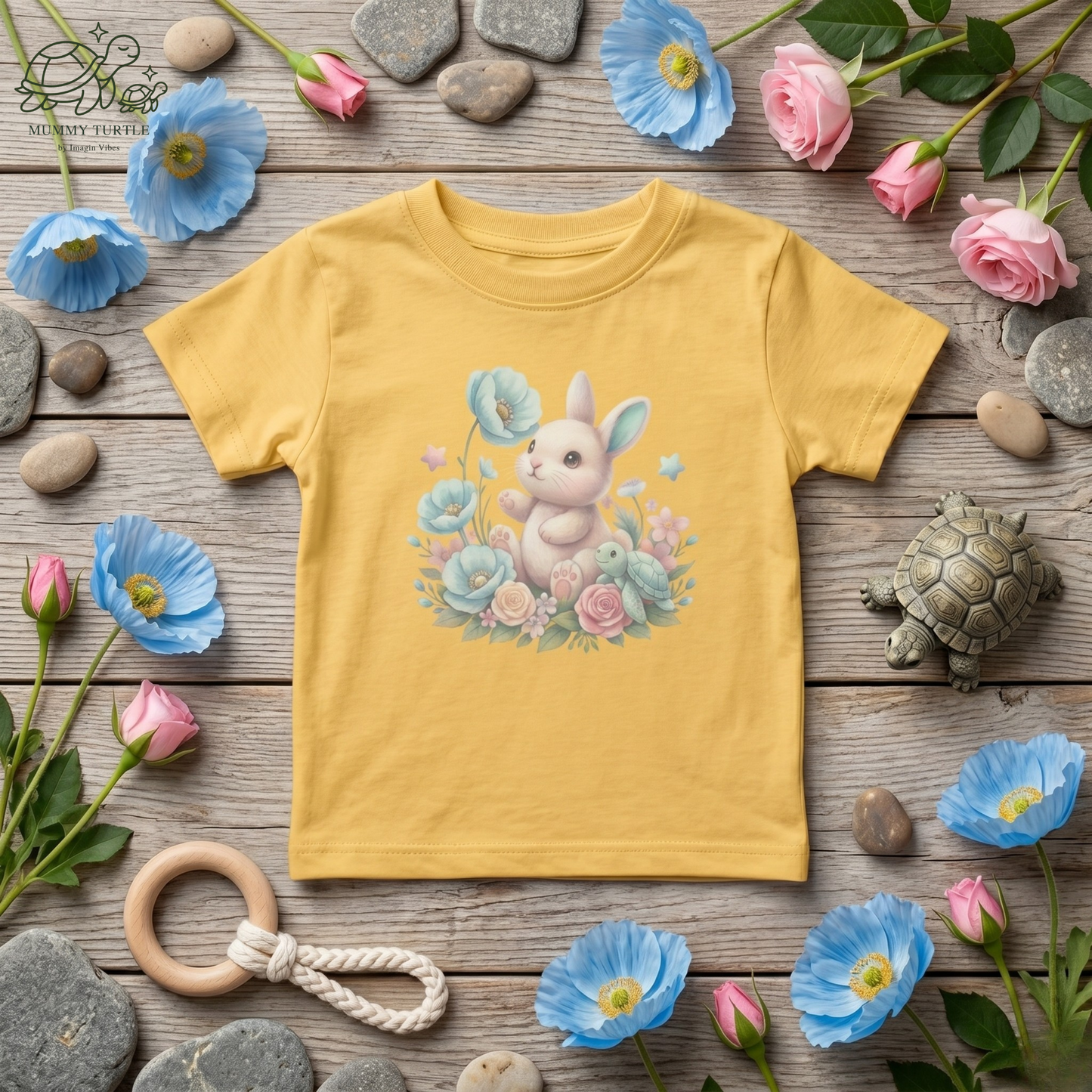 Blue Bunny Blossom Hop - Infant Fine Jersey Tee