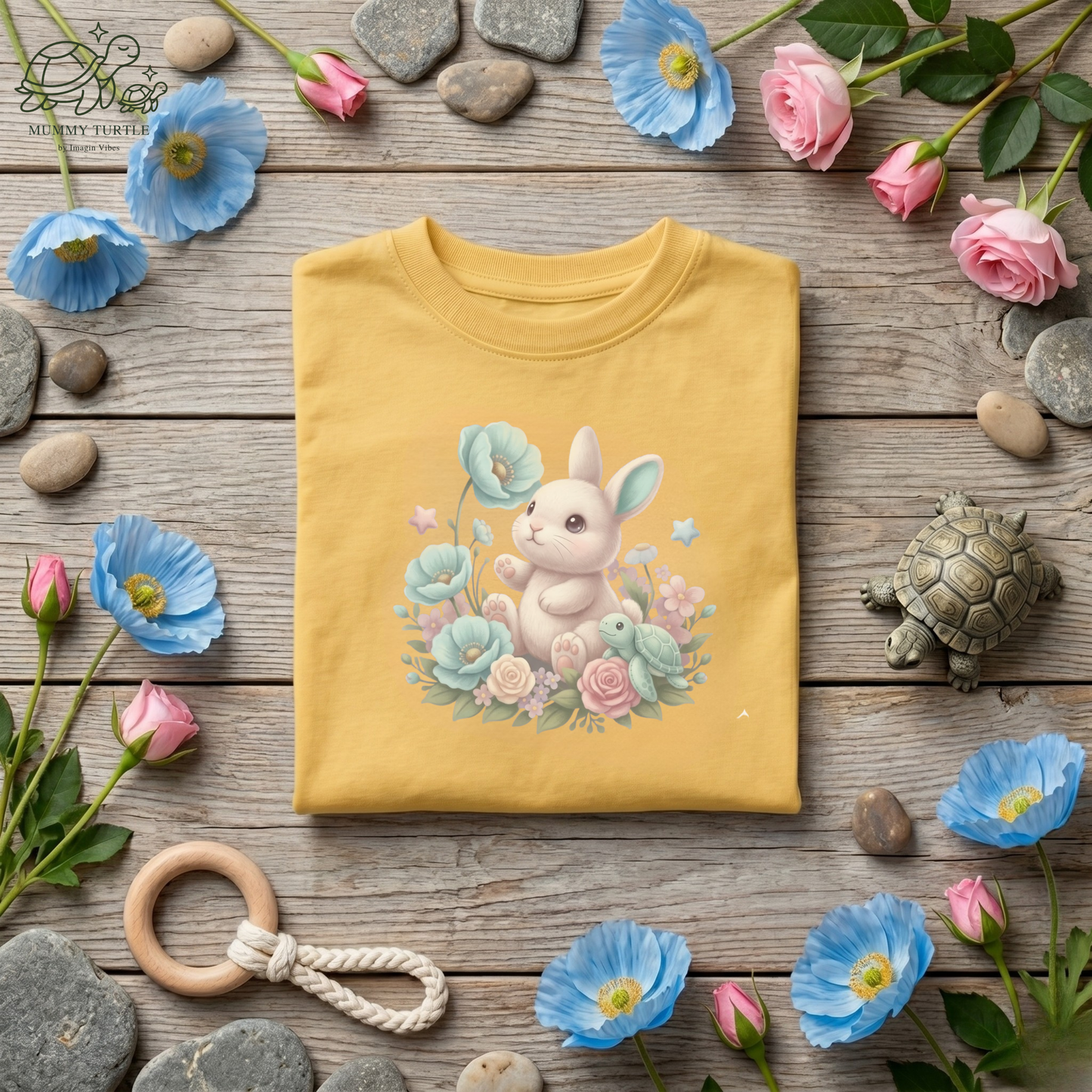 Blue Bunny Blossom Hop - Infant Fine Jersey Tee