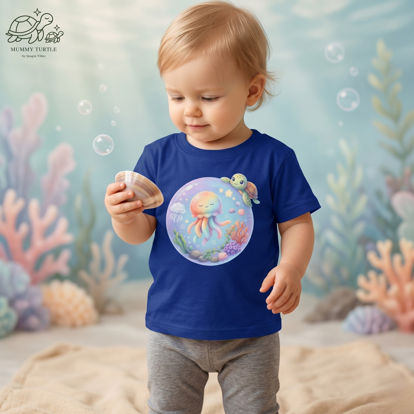 Deep Sea Bubble Jellyfish & Turtle - Infant Fine Jersey Tee