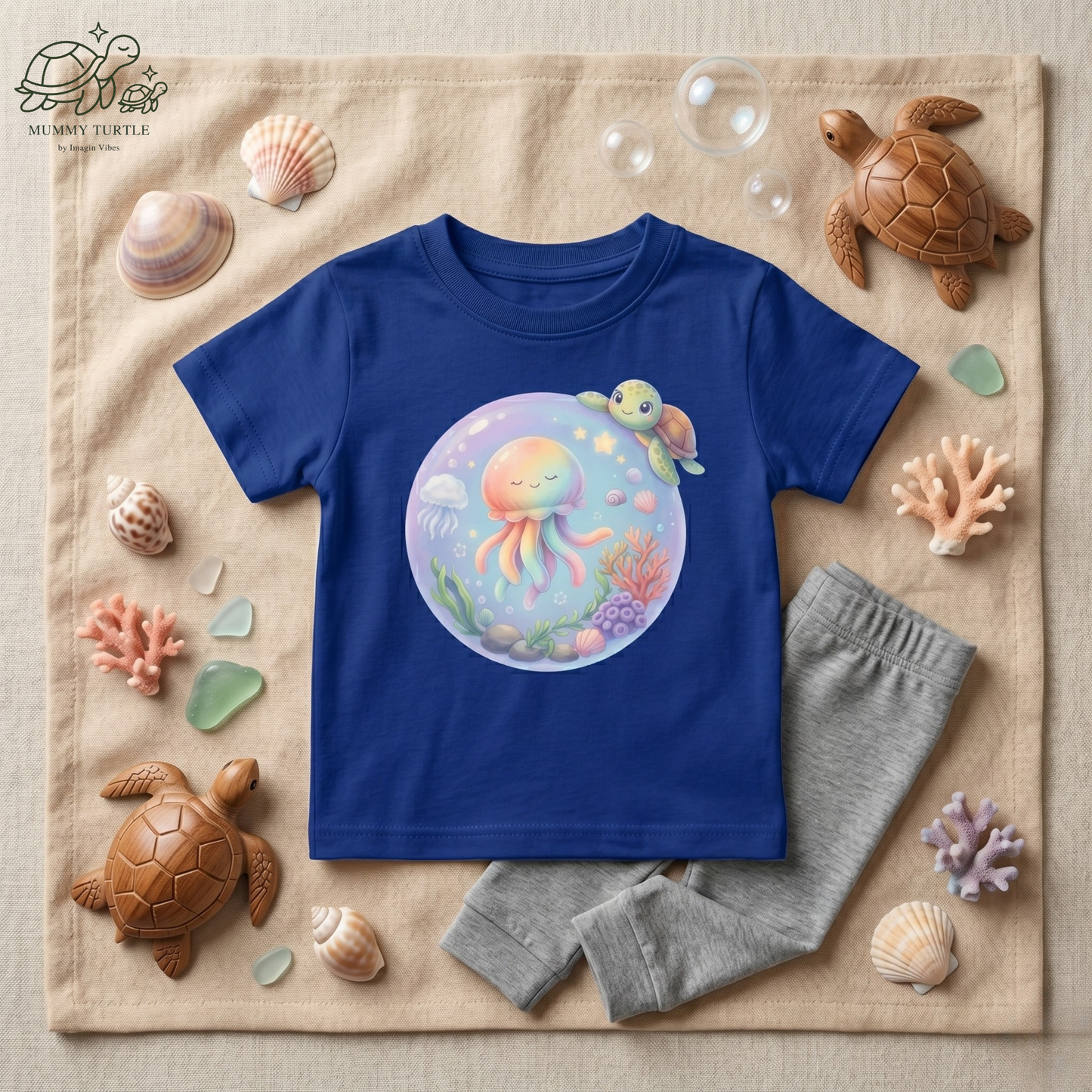 Deep Sea Bubble Jellyfish & Turtle - Infant Fine Jersey Tee