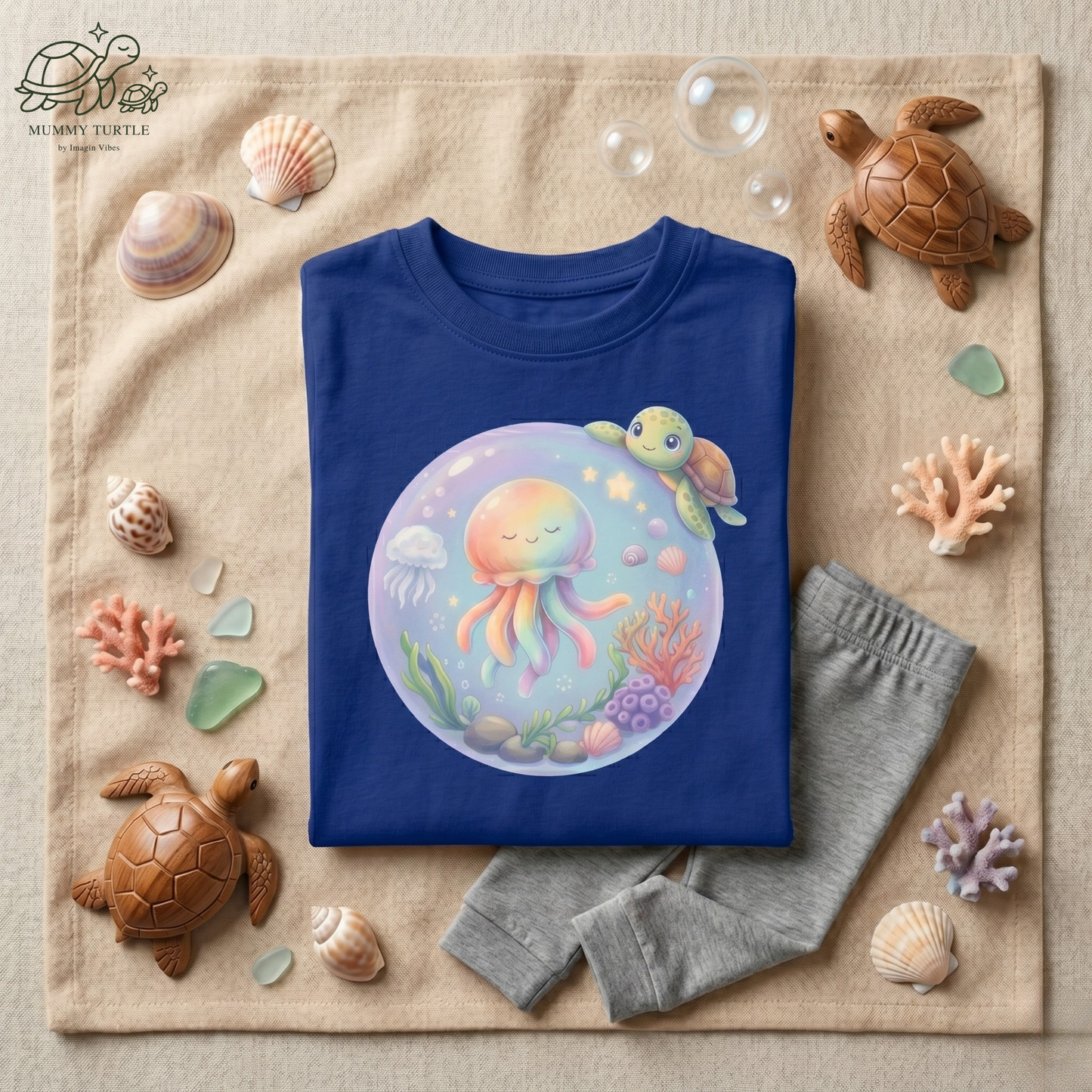 Deep Sea Bubble Jellyfish & Turtle - Infant Fine Jersey Tee