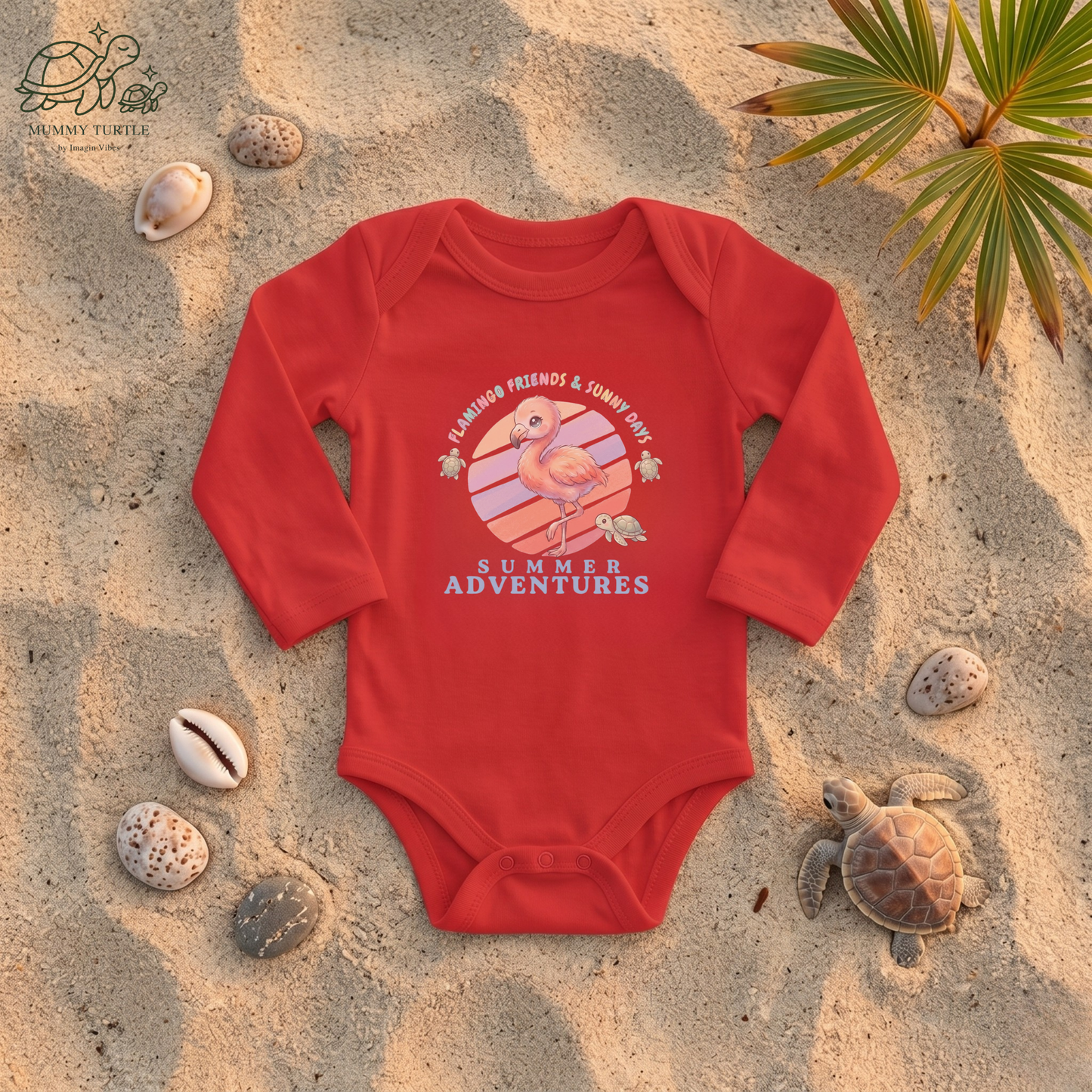 Summer Adventures Flamingo & Turtle - Infant Long-Sleeve Bodysuit