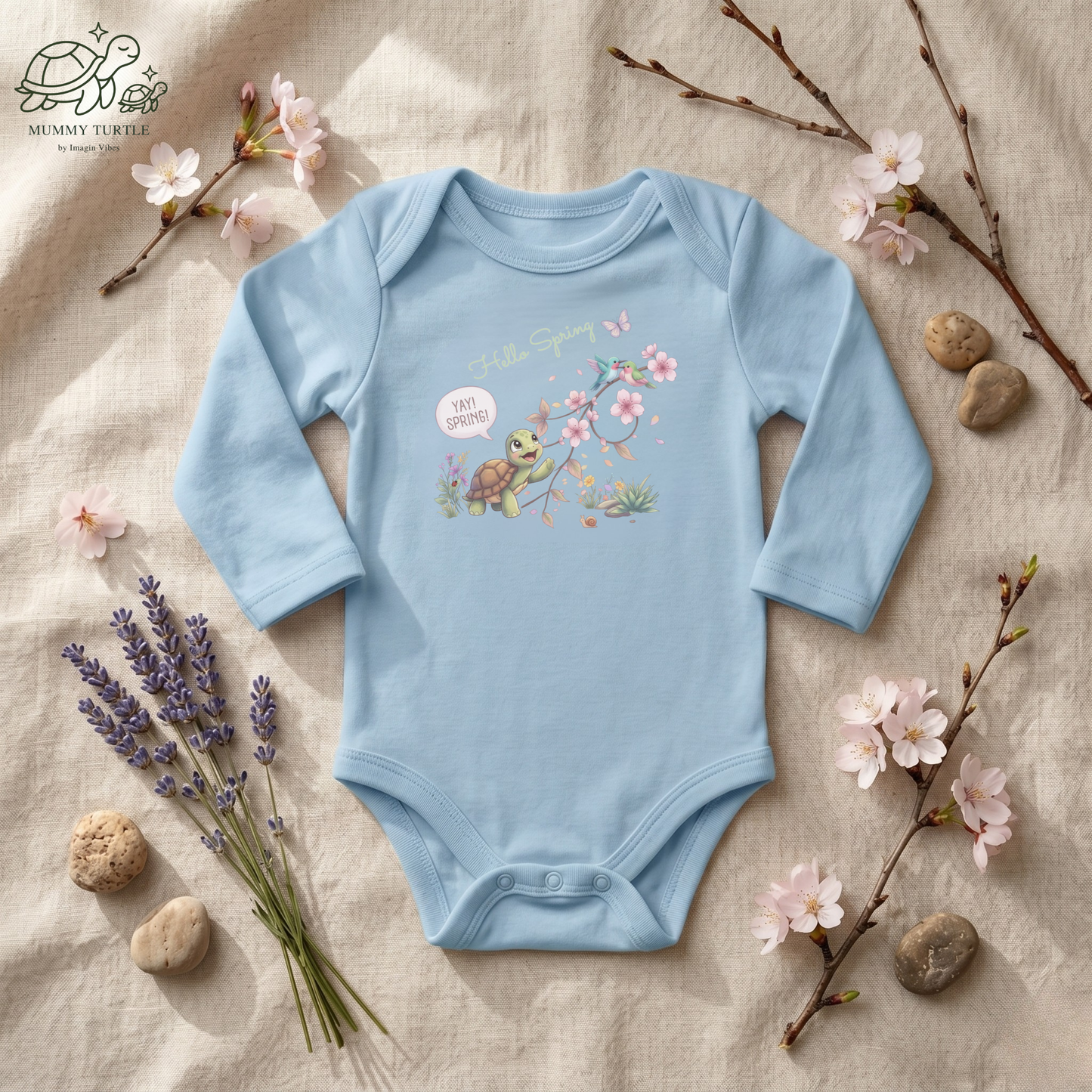 Yay! Spring! Blossoms & Birds - Infant Long-Sleeve Bodysuit