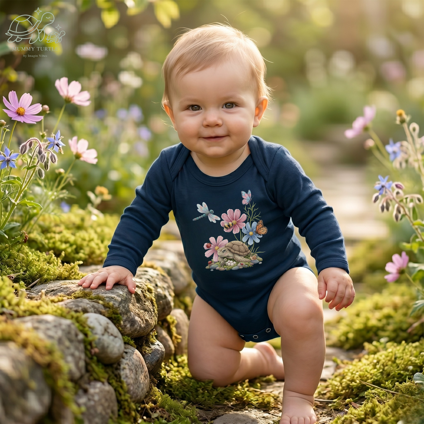 Garden Discoveries Turtle & Friends - Infant Long-Sleeve Bodysuit