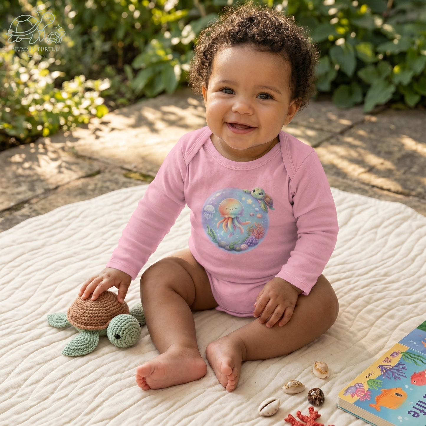 Deep Sea Magic Jellyfish & Turtle - Infant Long-Sleeve Bodysuit