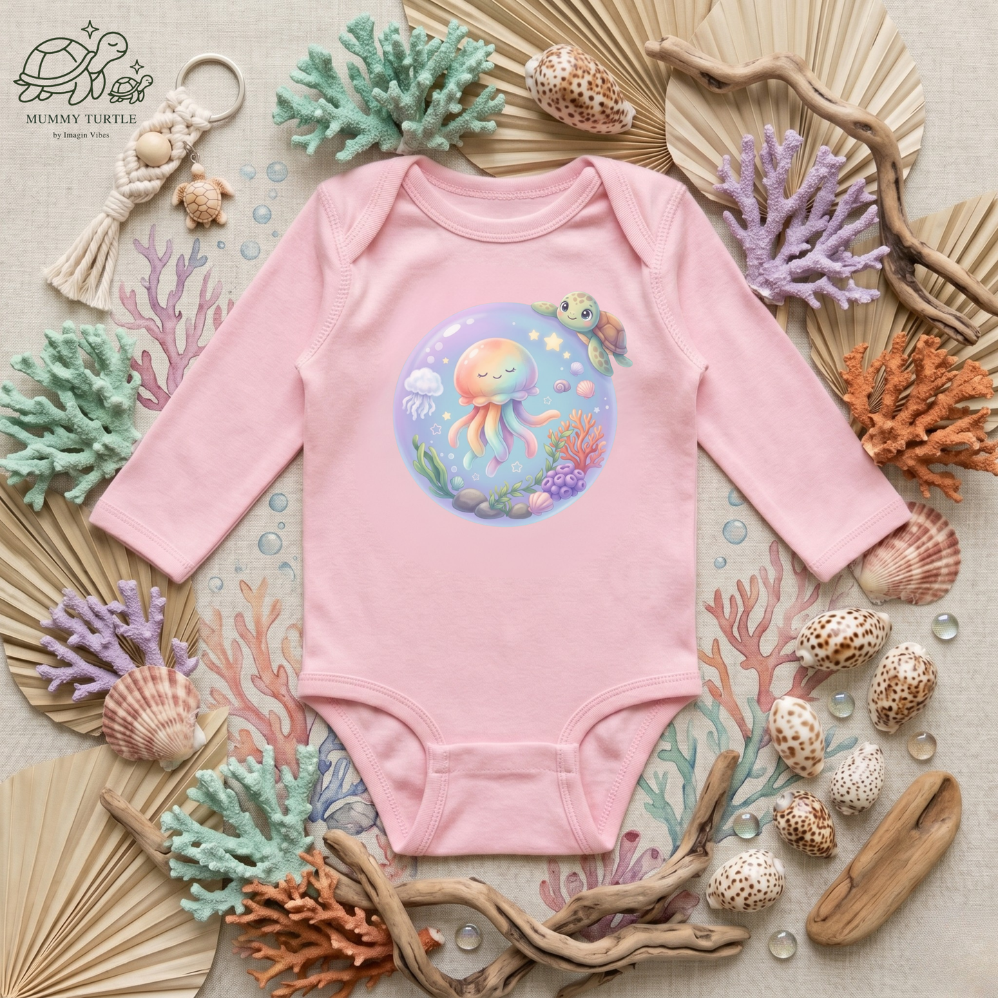 Deep Sea Magic Jellyfish & Turtle - Infant Long-Sleeve Bodysuit