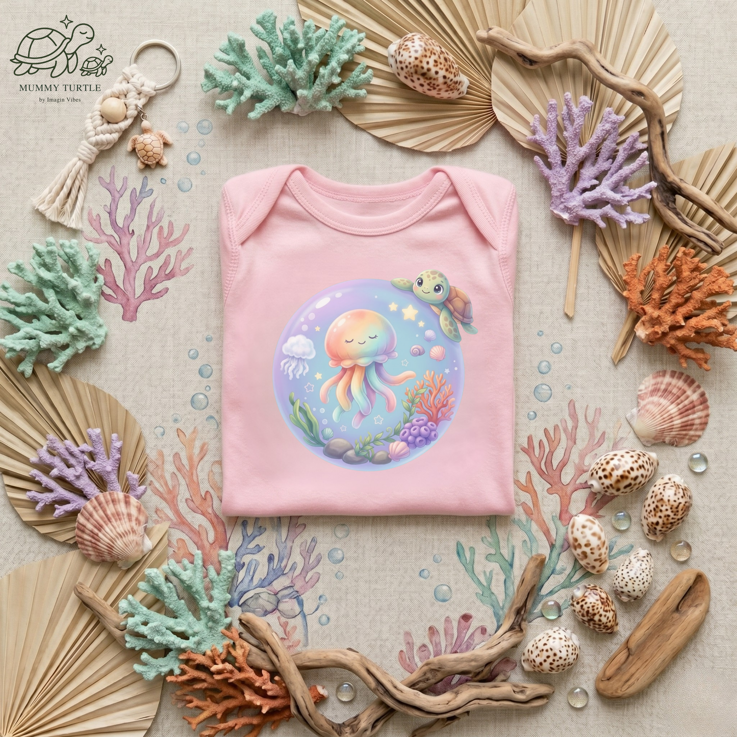 Deep Sea Magic Jellyfish & Turtle - Infant Long-Sleeve Bodysuit