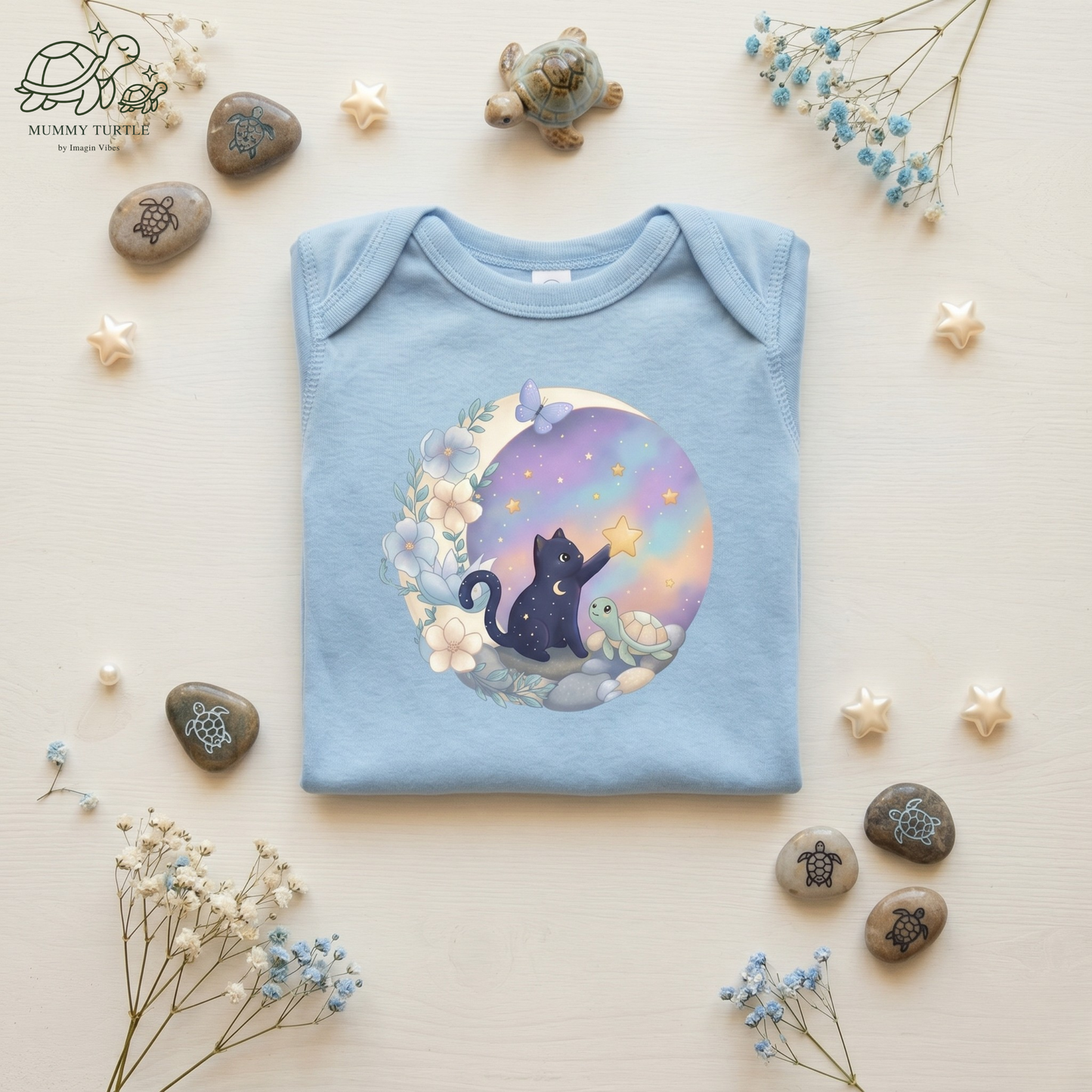 Starlight Wishes Celestial Cat & Turtle - Infant Long-Sleeve Bodysuit