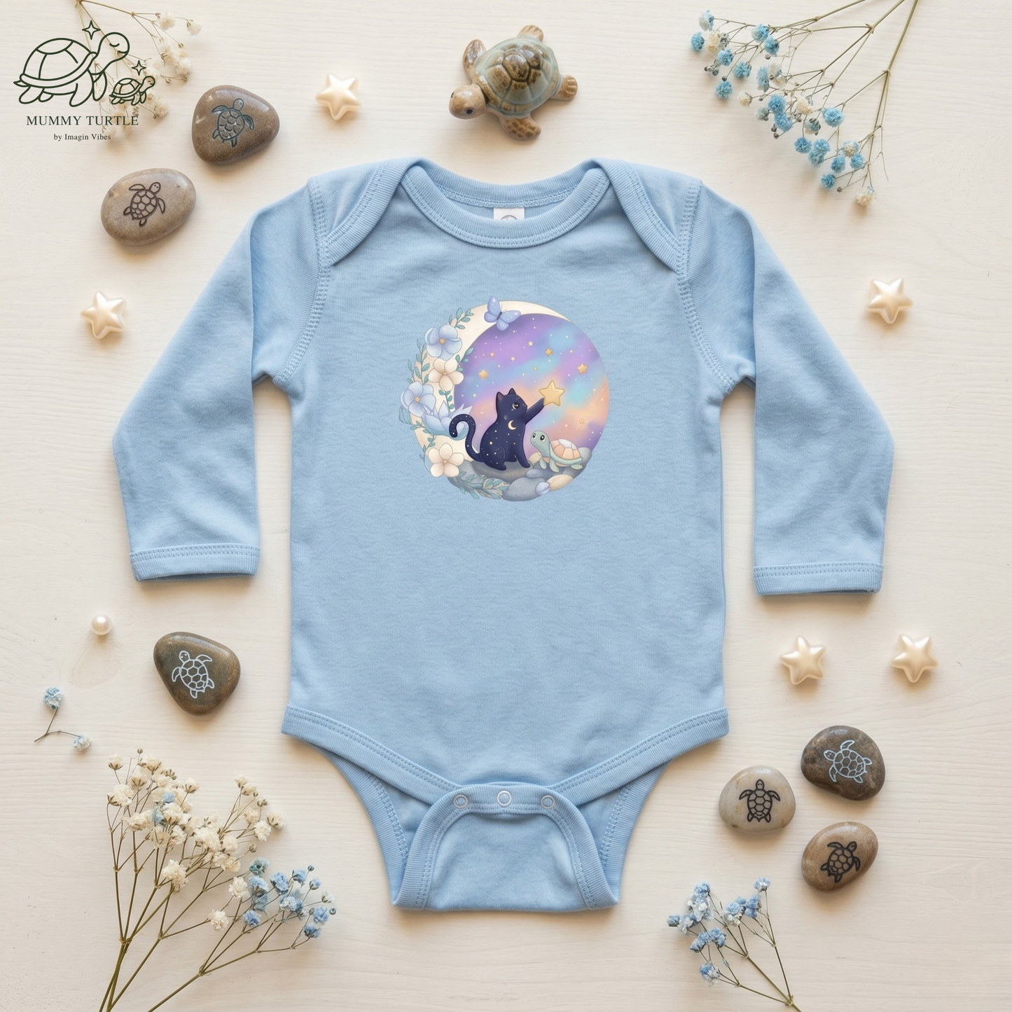 Starlight Wishes Celestial Cat & Turtle - Infant Long-Sleeve Bodysuit