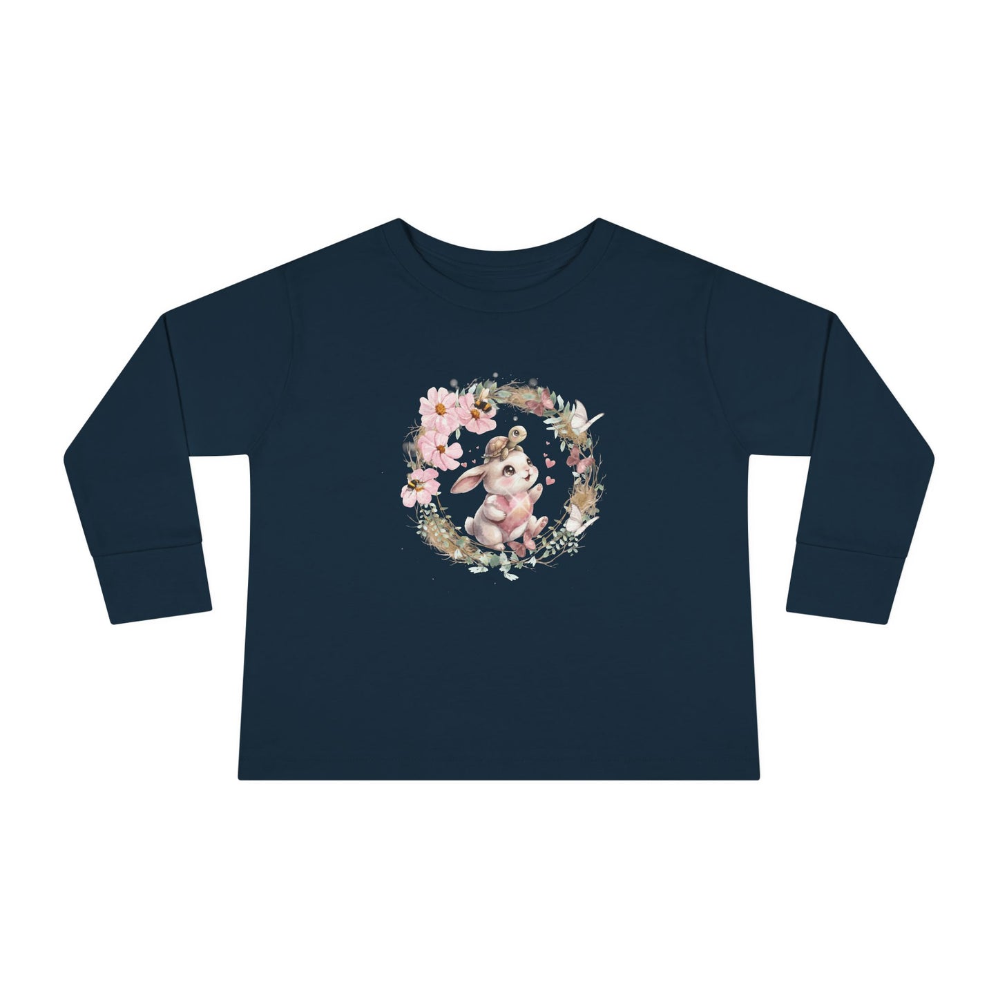 Sweet Meadow Whispers Bunny & Turtle – Toddler Long-Sleeve Tee