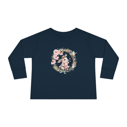 Sweet Meadow Whispers Bunny & Turtle – Toddler Long-Sleeve Tee