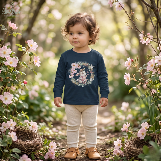 Sweet Meadow Whispers Bunny & Turtle – Toddler Long-Sleeve Tee