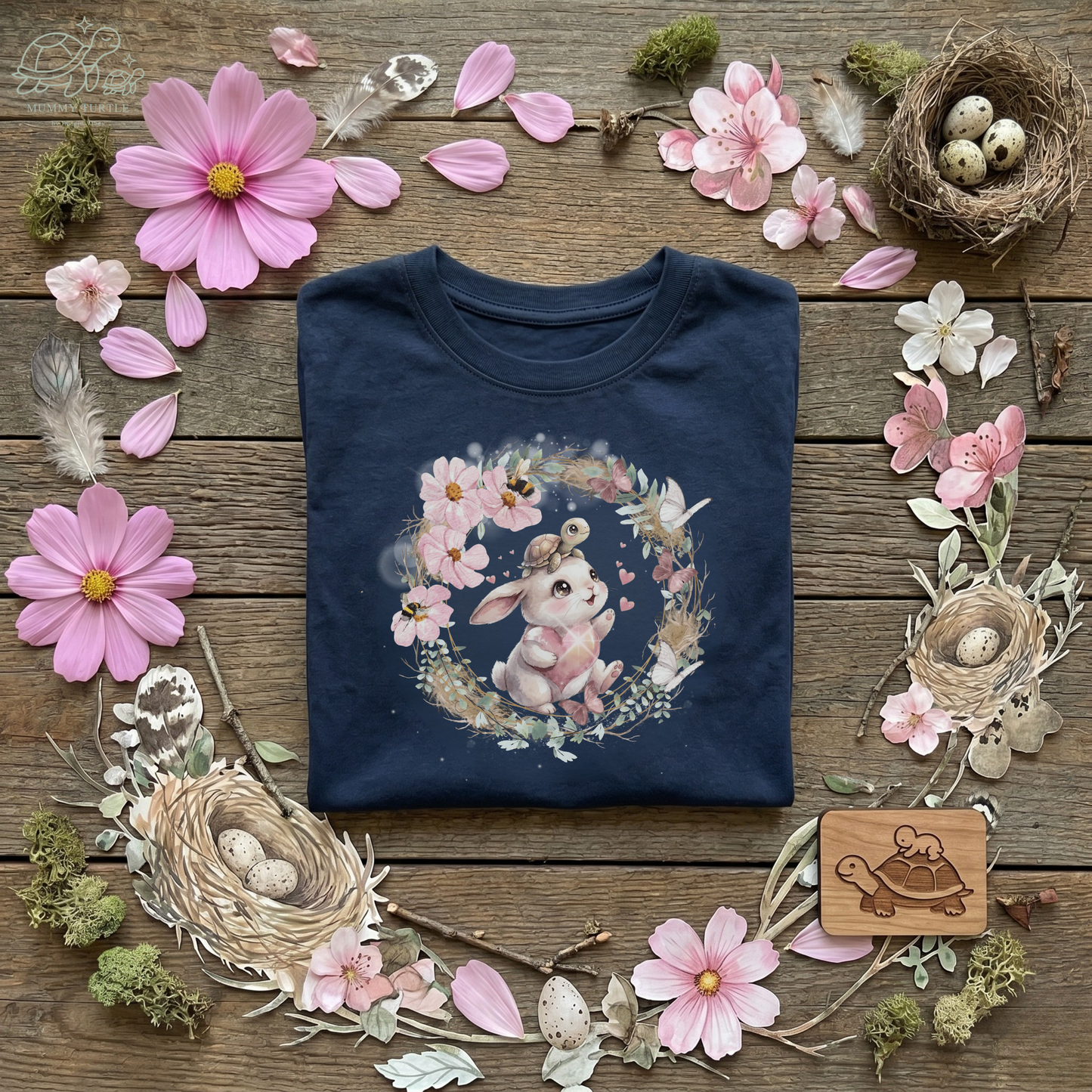 Sweet Meadow Whispers Bunny & Turtle – Toddler Long-Sleeve Tee