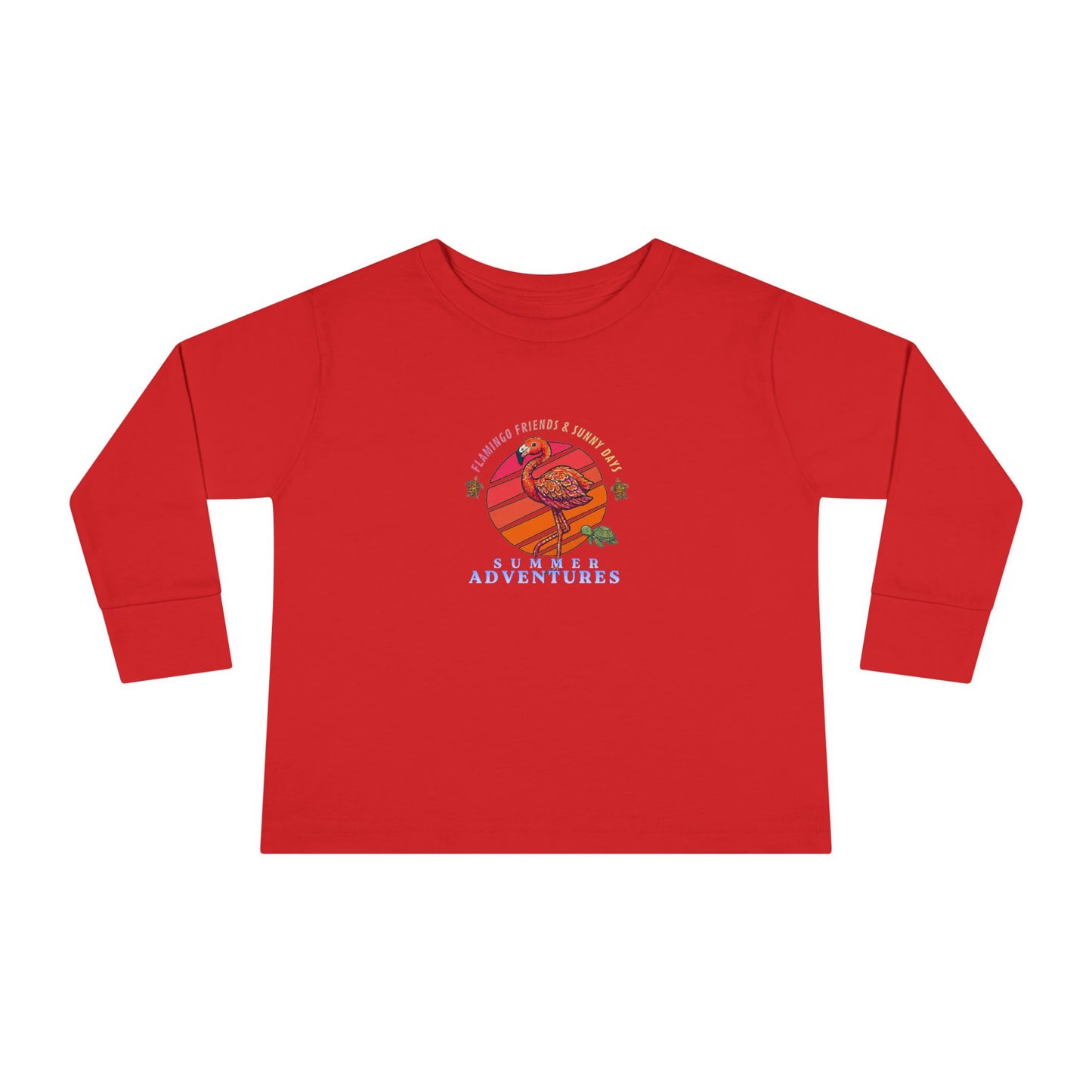 Pink Feathers & Sunny Days Flamingo & Turtle – Toddler Long-Sleeve Tee