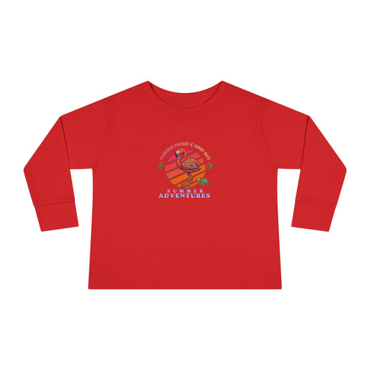 Pink Feathers & Sunny Days Flamingo & Turtle – Toddler Long-Sleeve Tee