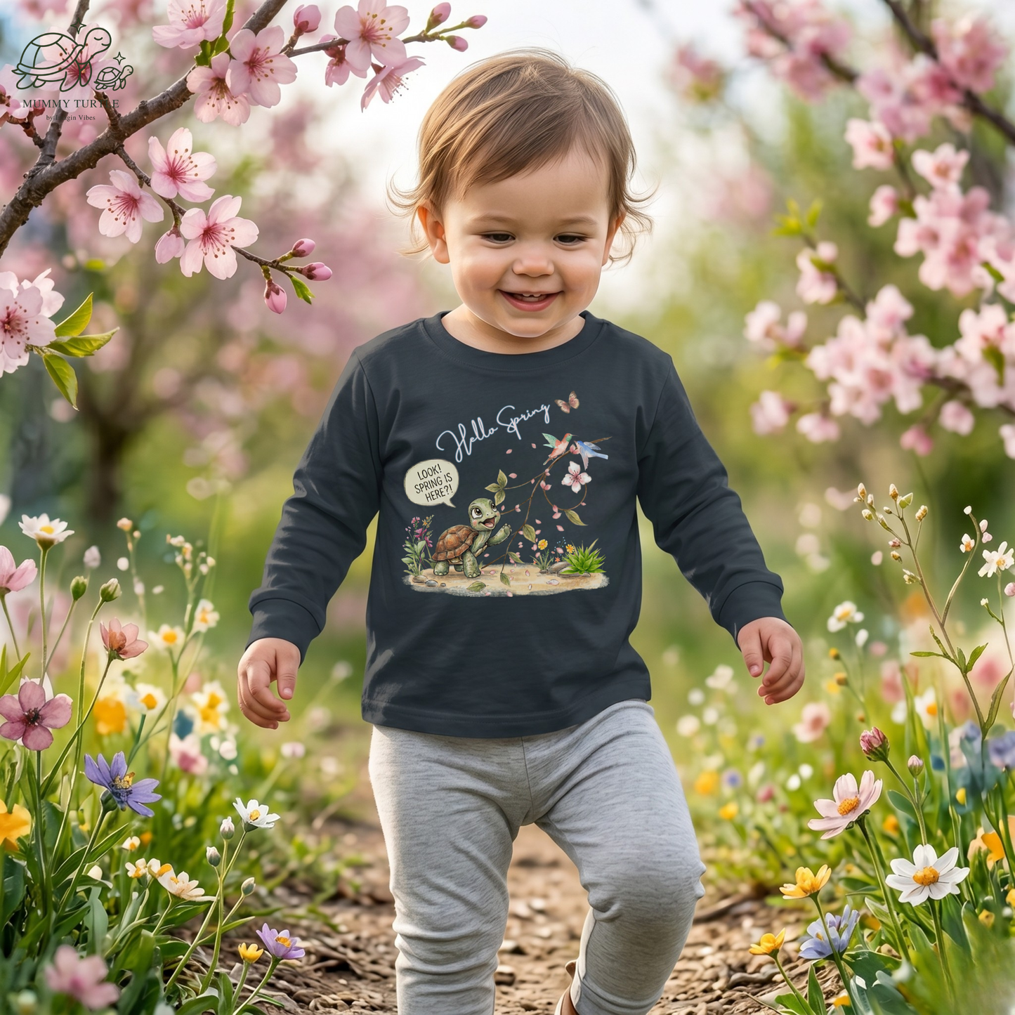 Floral Season Bliss Blossoms & Birds – Toddler Long-Sleeve Tee
