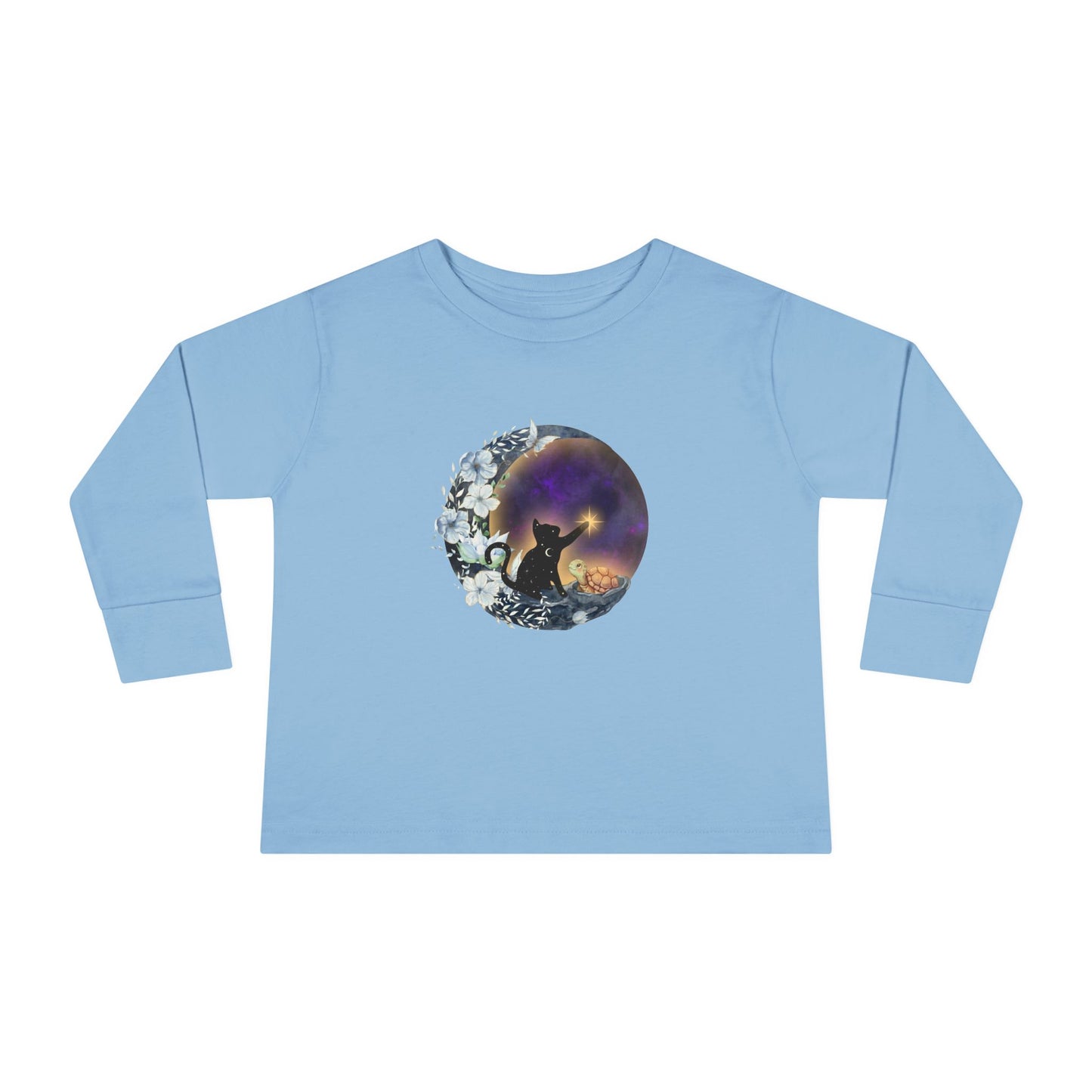 Starlight Wishes Celestial Cat & Turtle – Toddler Long-Sleeve Tee