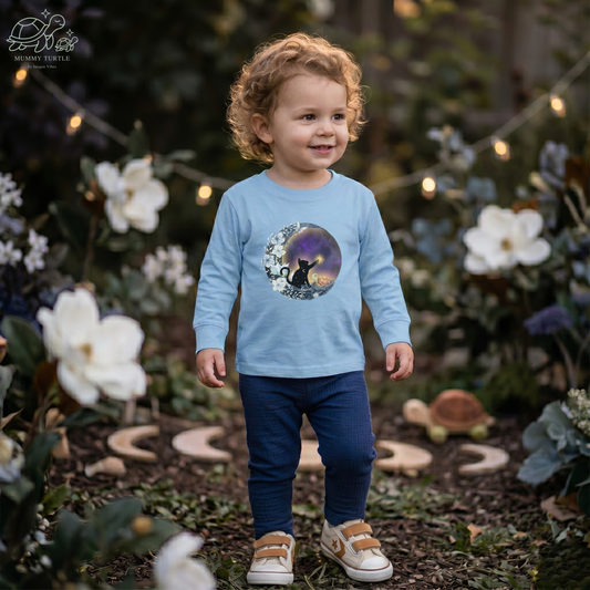 Starlight Wishes Celestial Cat & Turtle – Toddler Long-Sleeve Tee