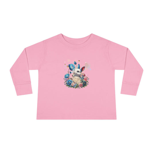 Blue Bunny Blossom Hop – Toddler Long-Sleeve Tee