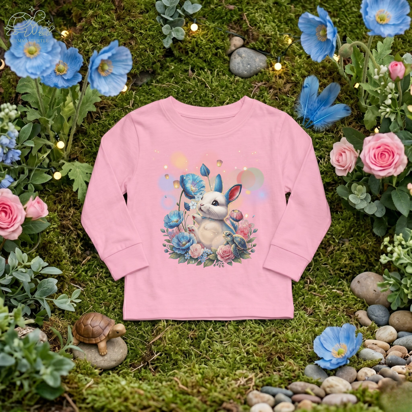 Blue Bunny Blossom Hop – Toddler Long-Sleeve Tee