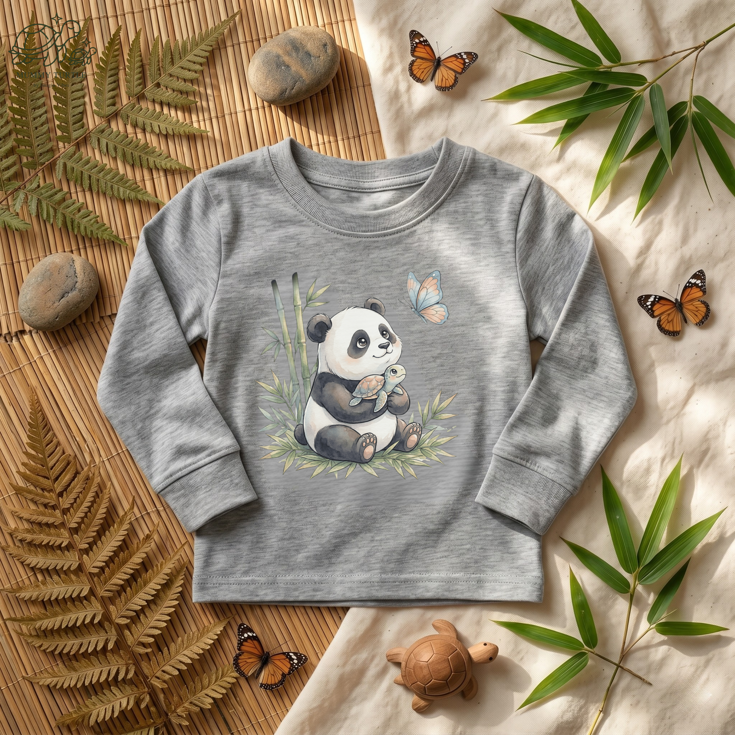 Bamboo Snuggles Panda & Turtle – Toddler Long-Sleeve Tee