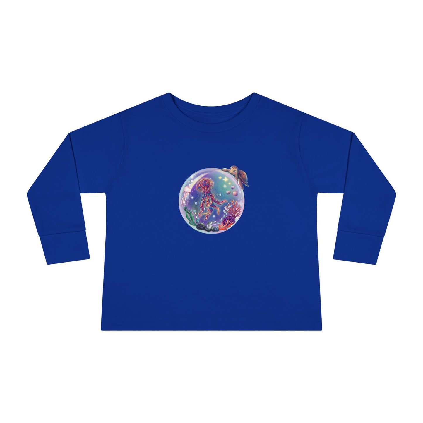 Floating Undersea Magic Jellyfish & Turtle – Toddler Long-Sleeve Tee
