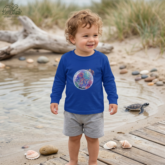 Floating Undersea Magic Jellyfish & Turtle – Toddler Long-Sleeve Tee