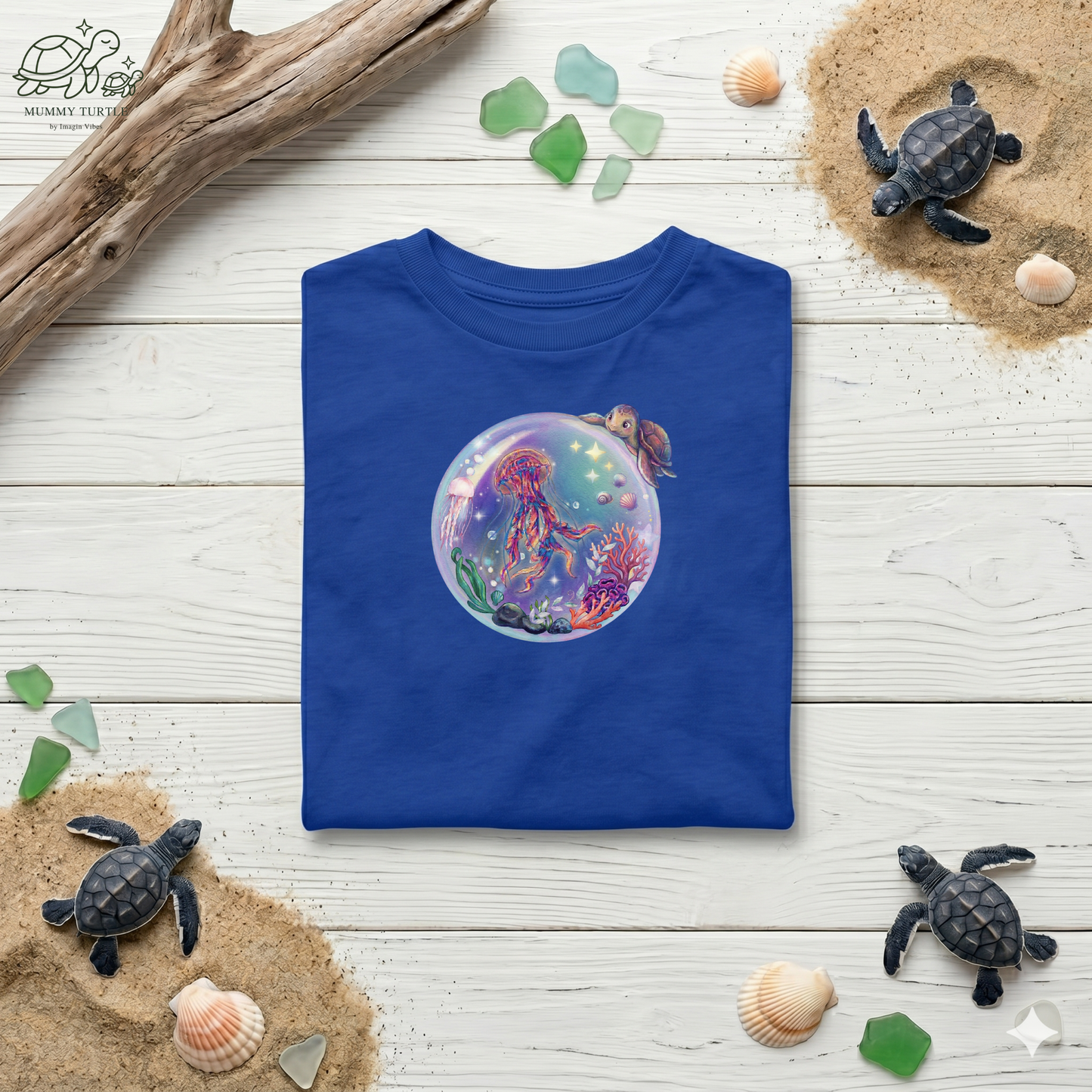 Floating Undersea Magic Jellyfish & Turtle – Toddler Long-Sleeve Tee