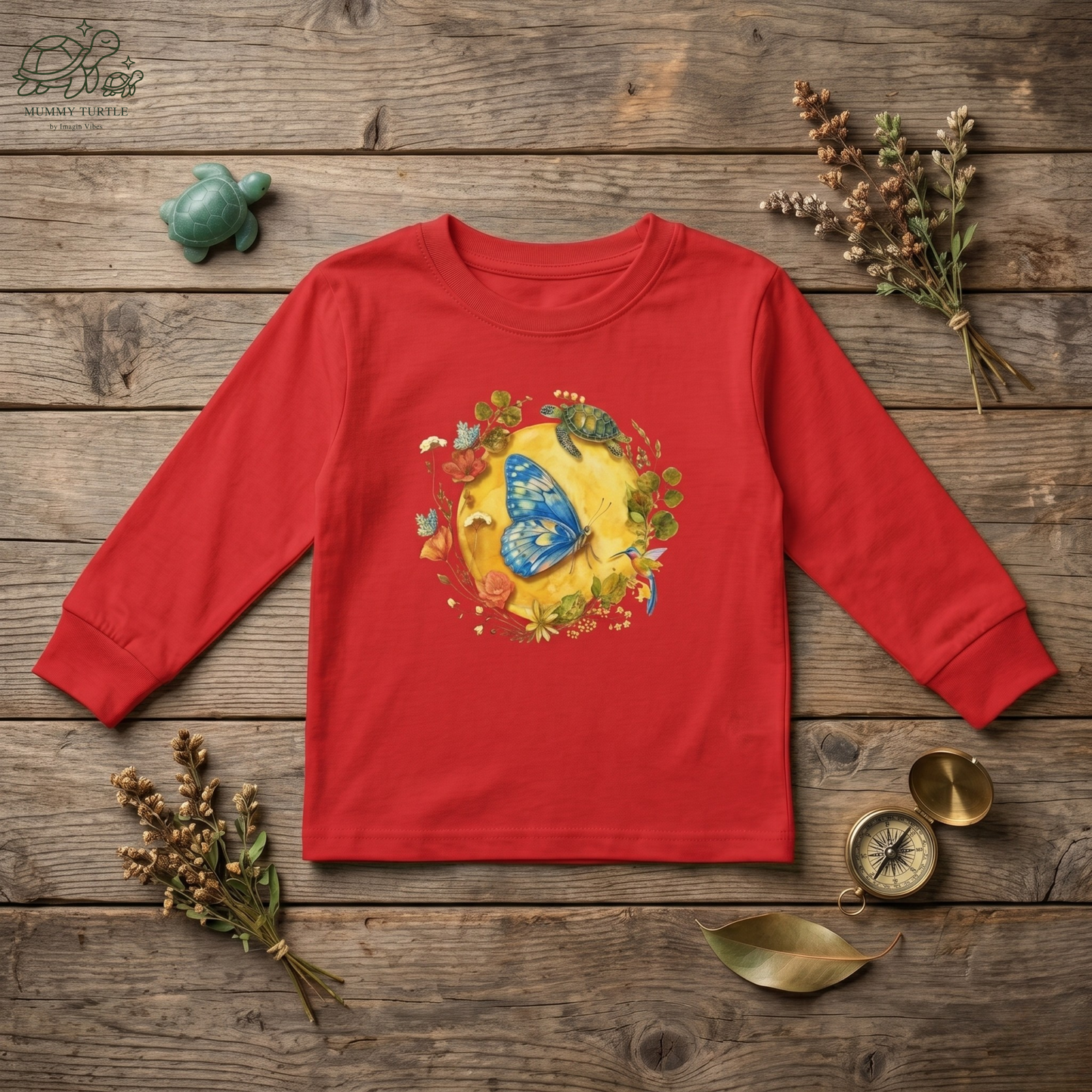 Midnight Wings Butterfly & Turtle – Toddler Long-Sleeve Tee