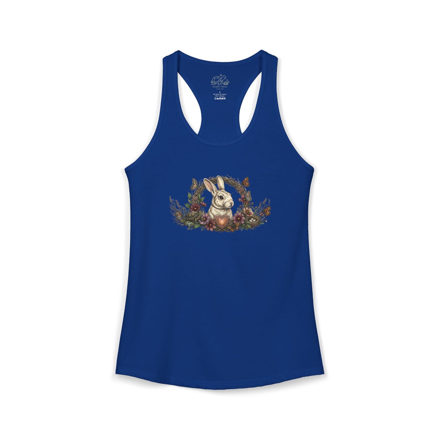 Enchanted Meadow Wreath - Bunny & Turtle Women's Racerback Tank Top