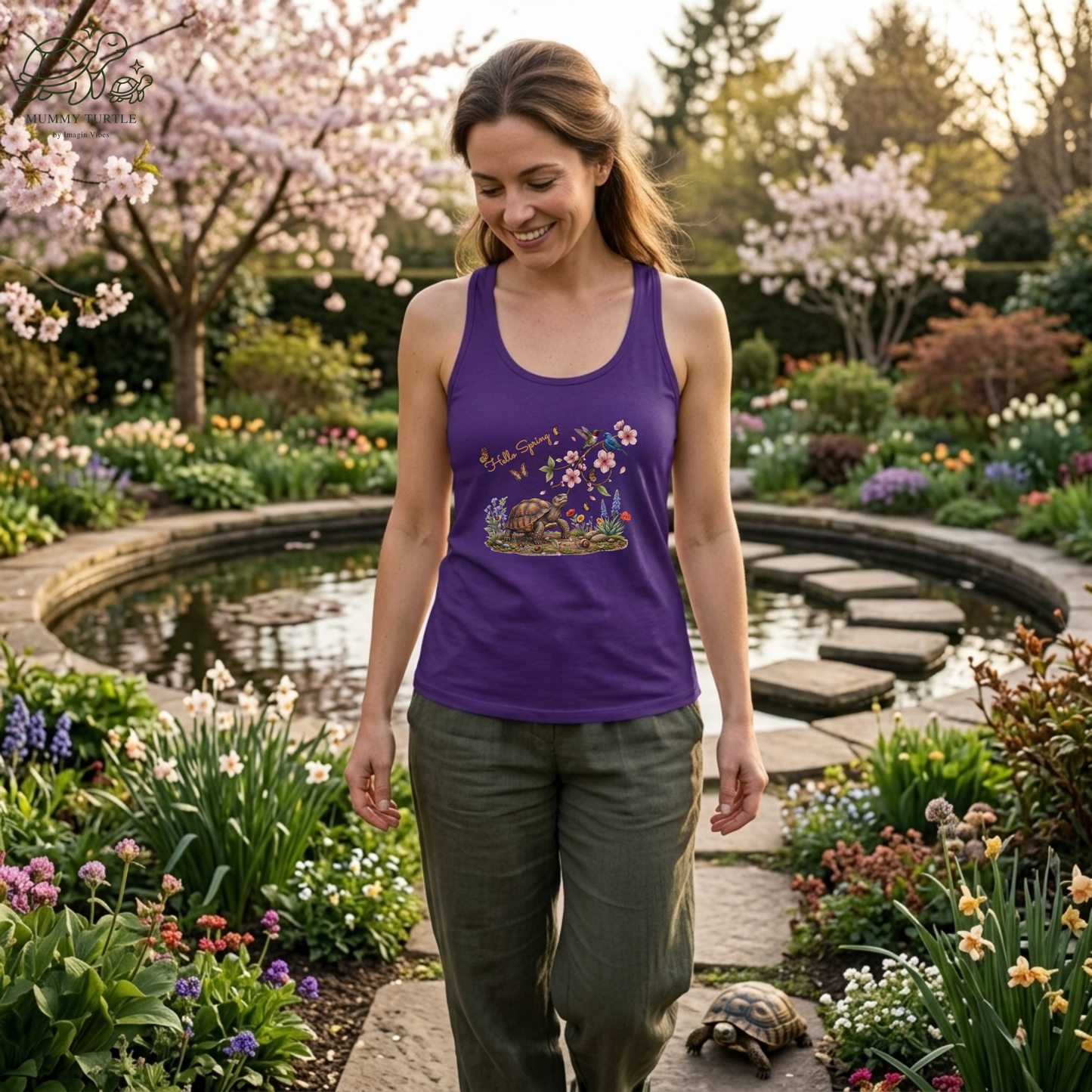 Hello Spring Blossom - Women's Racerback Tank Top