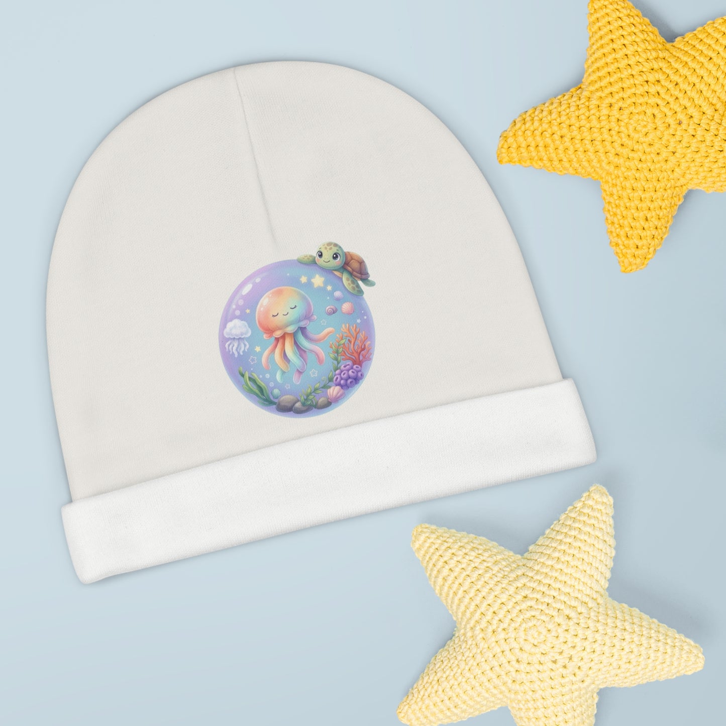 Floating Undersea Magic Jellyfish & Turtle – Infant Beanie