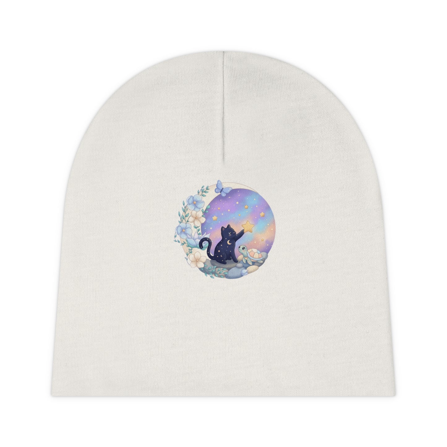 Starry Night Kitty & Turtle – Infant Beanie