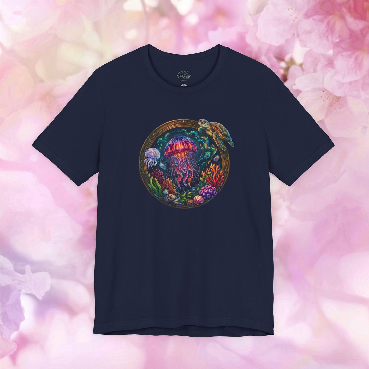 "Deep Sea Wonder" Jellyfish & Turtle Unisex Jersey Tee