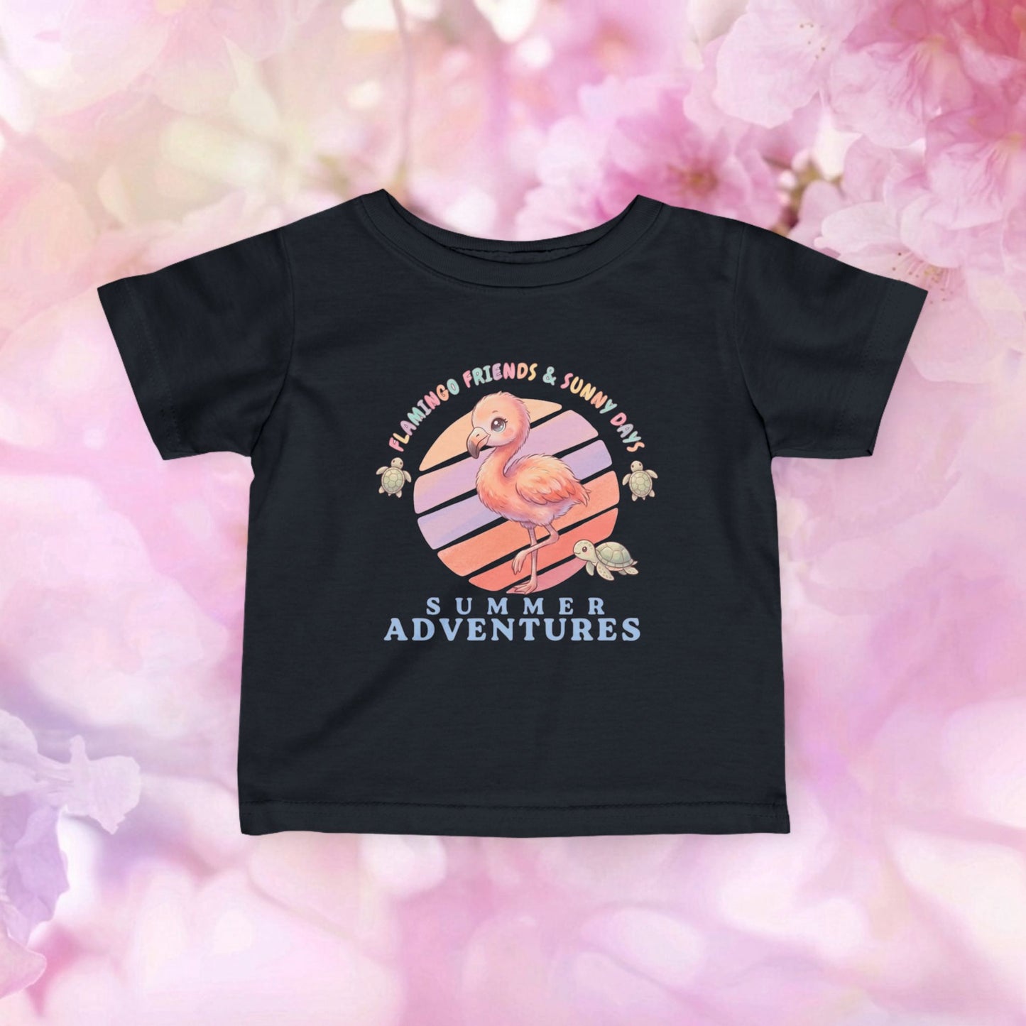 Summer Adventures Flamingo & Turtle - Infant Fine Jersey Tee