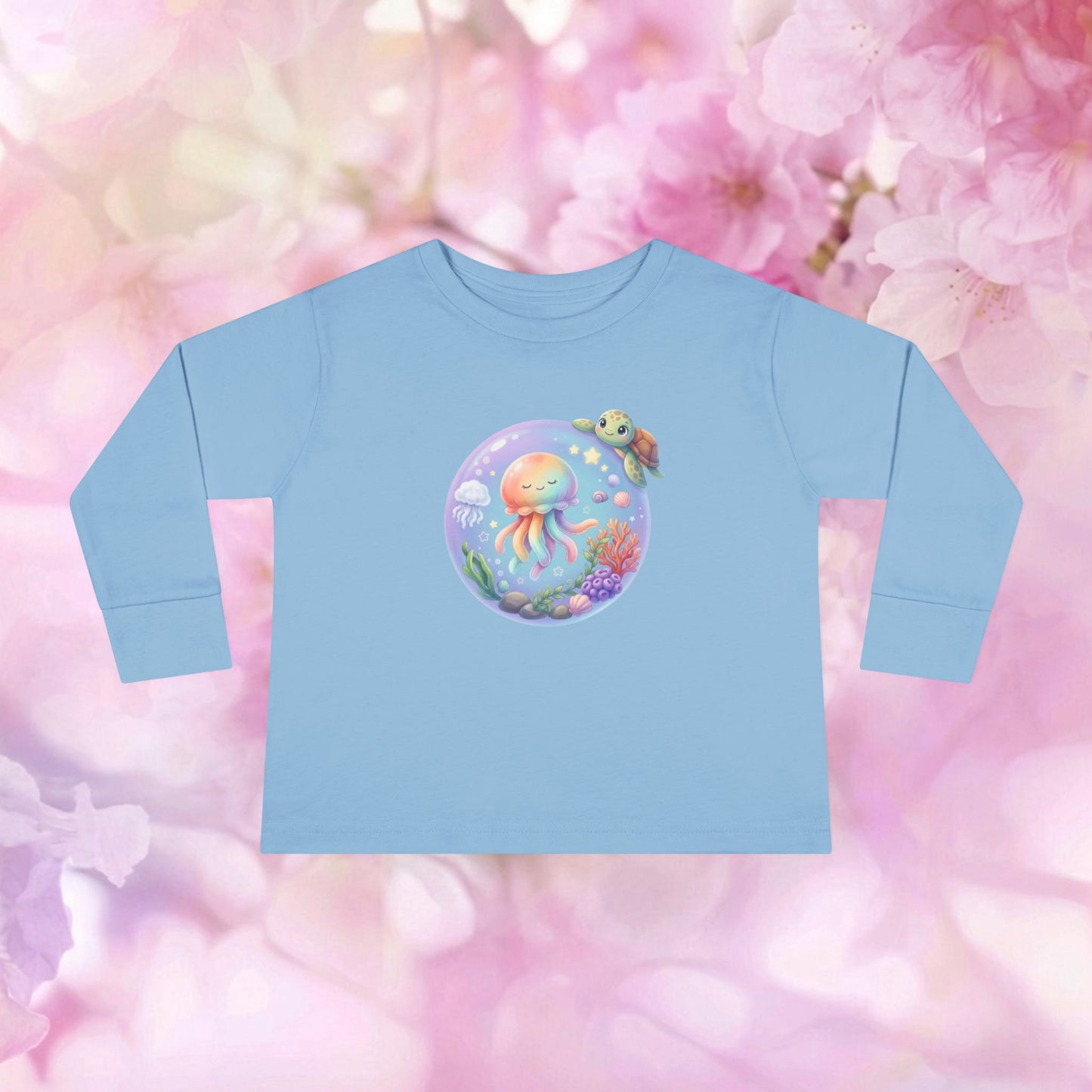 Floating Undersea Magic Jellyfish & Turtle – Toddler Long-Sleeve Tee