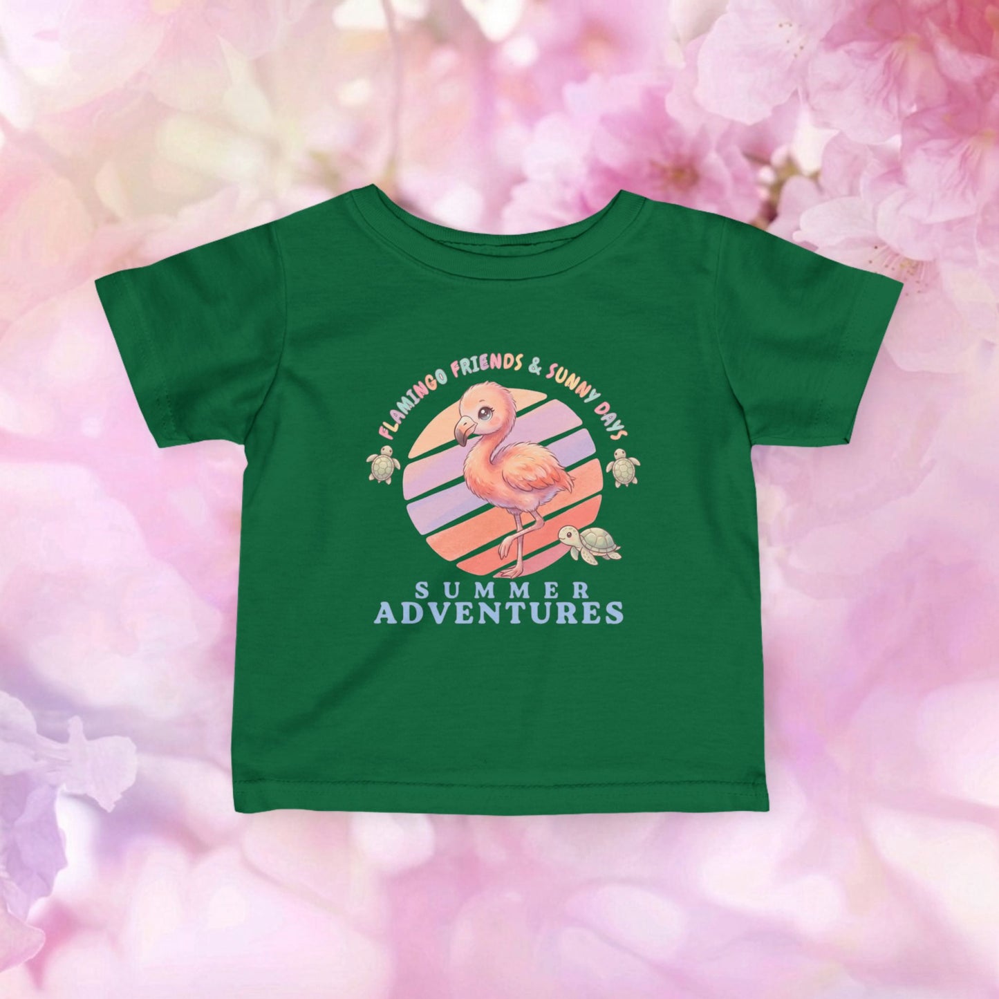 Summer Adventures Flamingo & Turtle - Infant Fine Jersey Tee