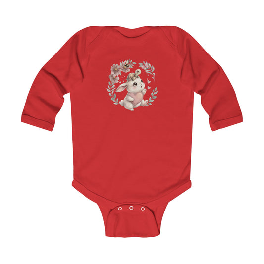 Sweet Meadow Whispers Bunny & Turtle – Infant Long-Sleeve Bodysuit