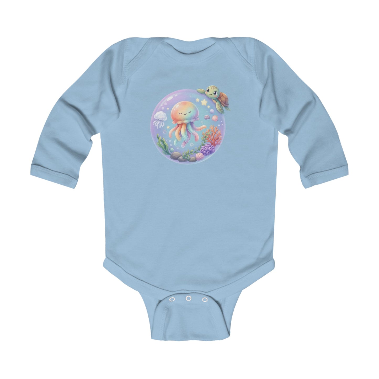 Deep Sea Magic Jellyfish & Turtle - Infant Long-Sleeve Bodysuit