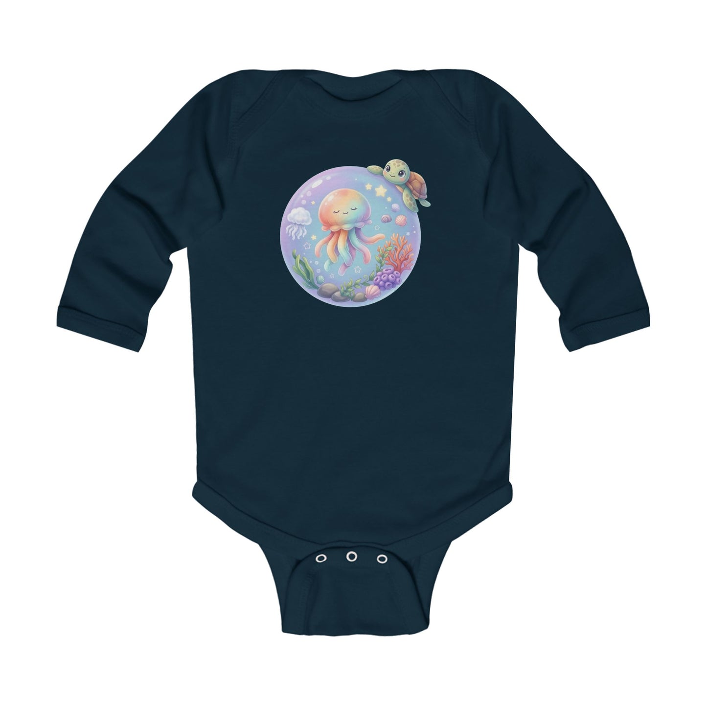 Deep Sea Magic Jellyfish & Turtle - Infant Long-Sleeve Bodysuit