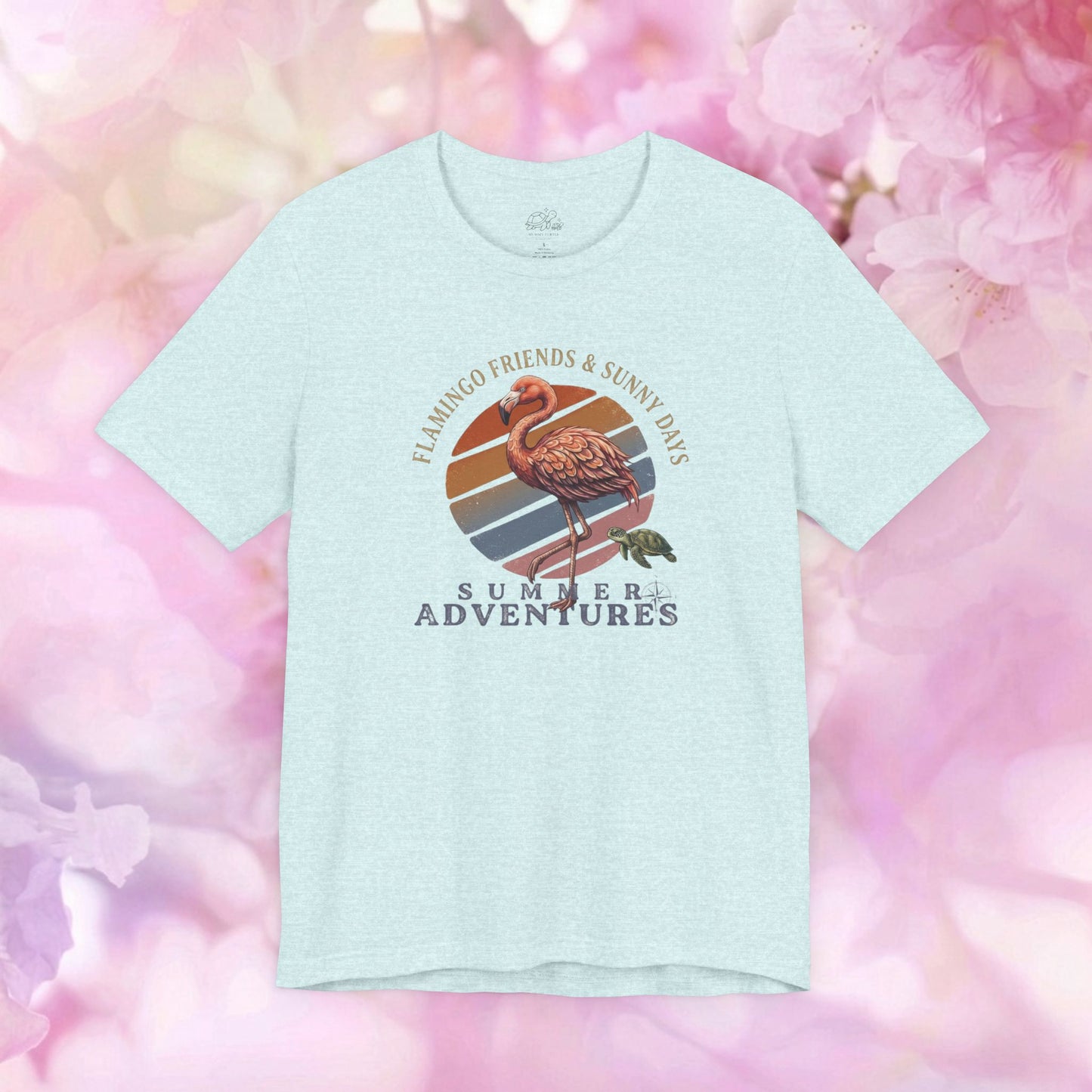 Summer Adventures Flamingo & Turtle - Unisex Jersey Tee