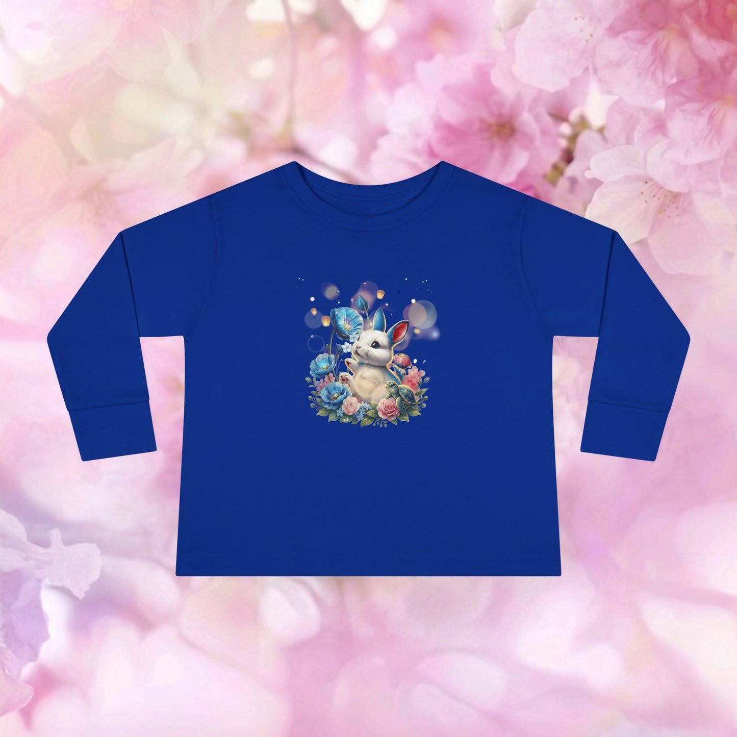 Blue Bunny Blossom Hop – Toddler Long-Sleeve Tee