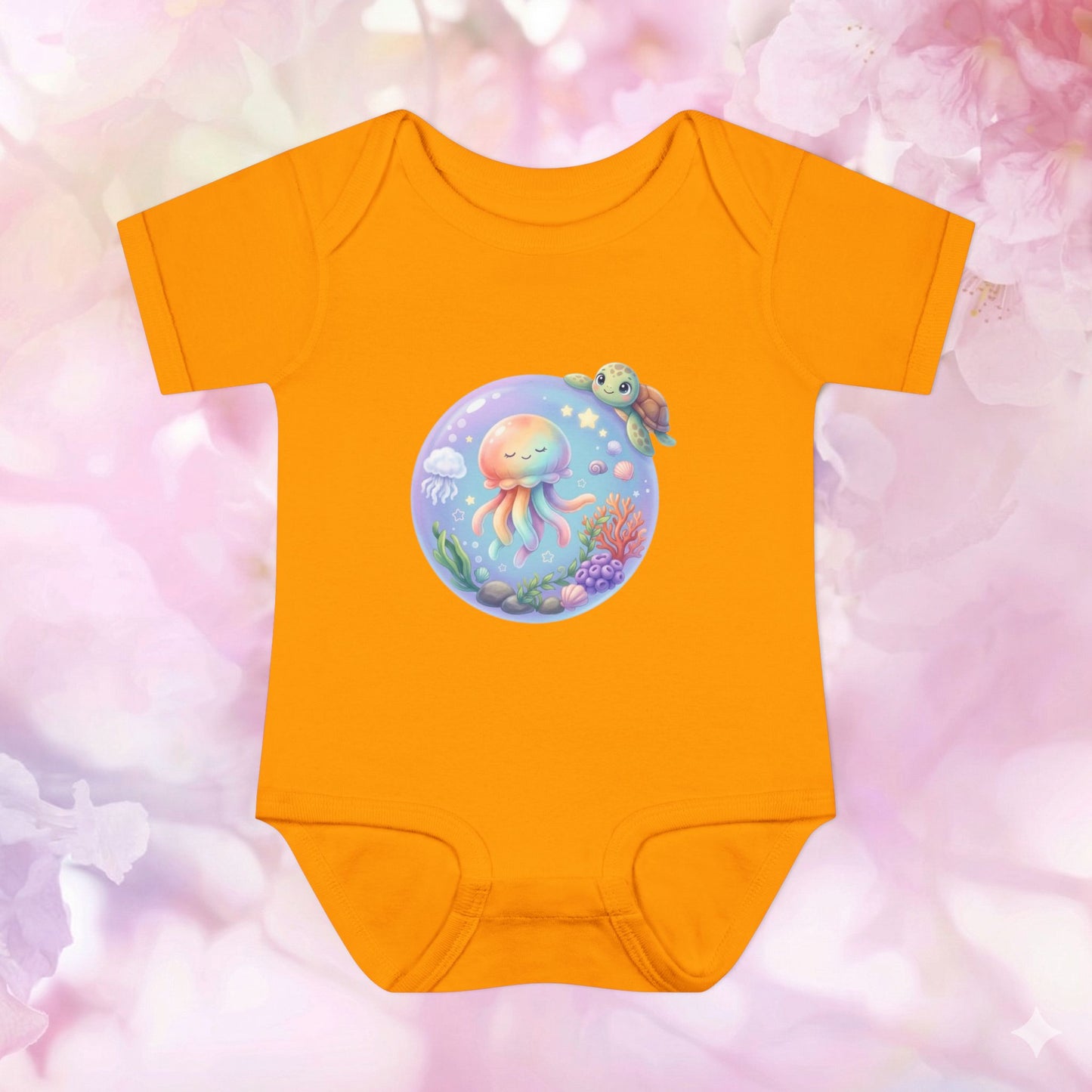 Rainbow Jellyfish & Turtle - Infant Baby Bodysuit