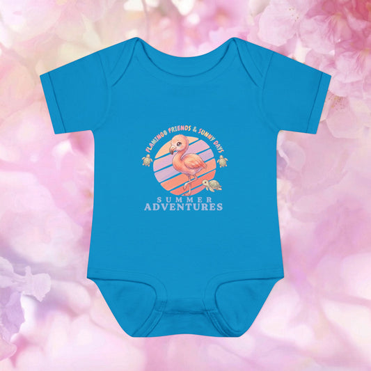 Summer Adventures Flamingo & Turtle - Infant Baby Bodysuit