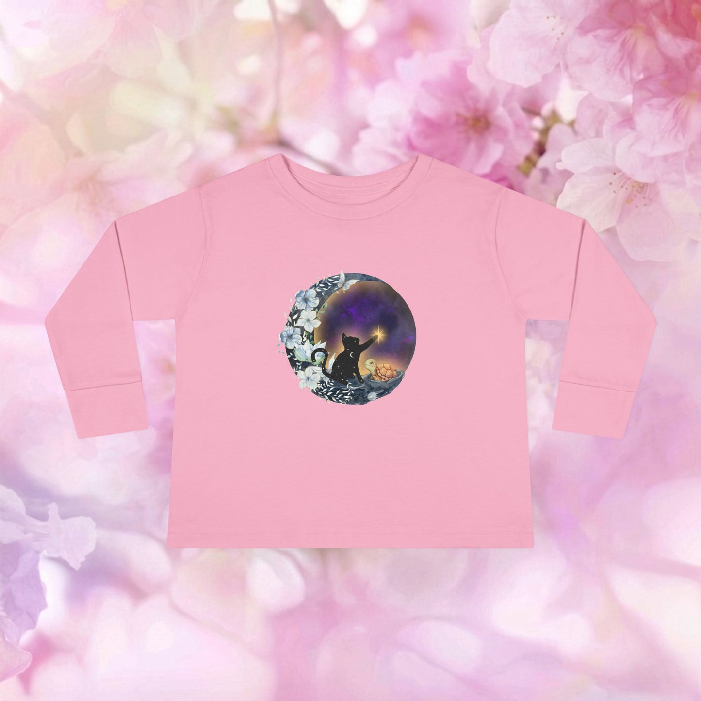 Starlight Wishes Celestial Cat & Turtle – Toddler Long-Sleeve Tee