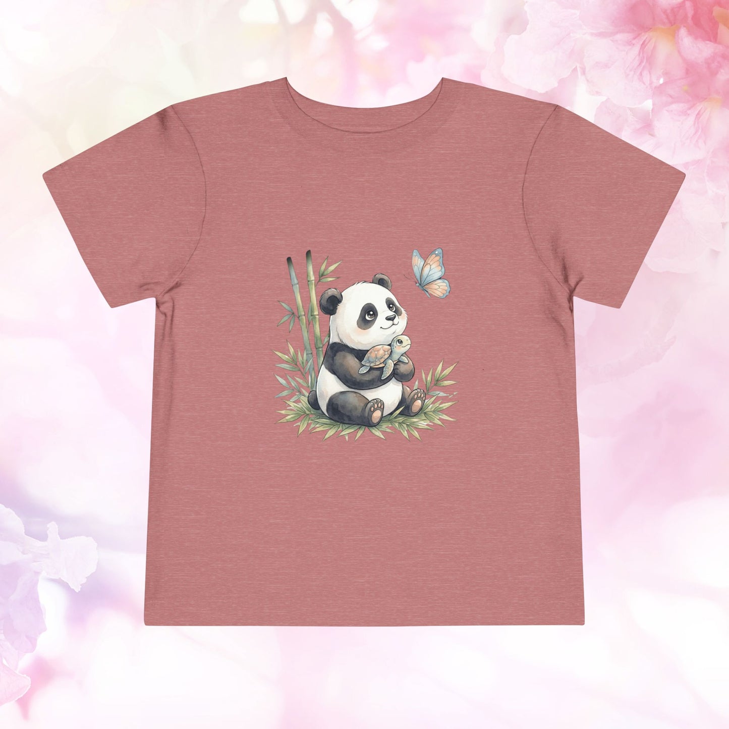 Sweet Panda & Tiny Turtle Bamboo Adventure — Toddler Short Sleeve Tee